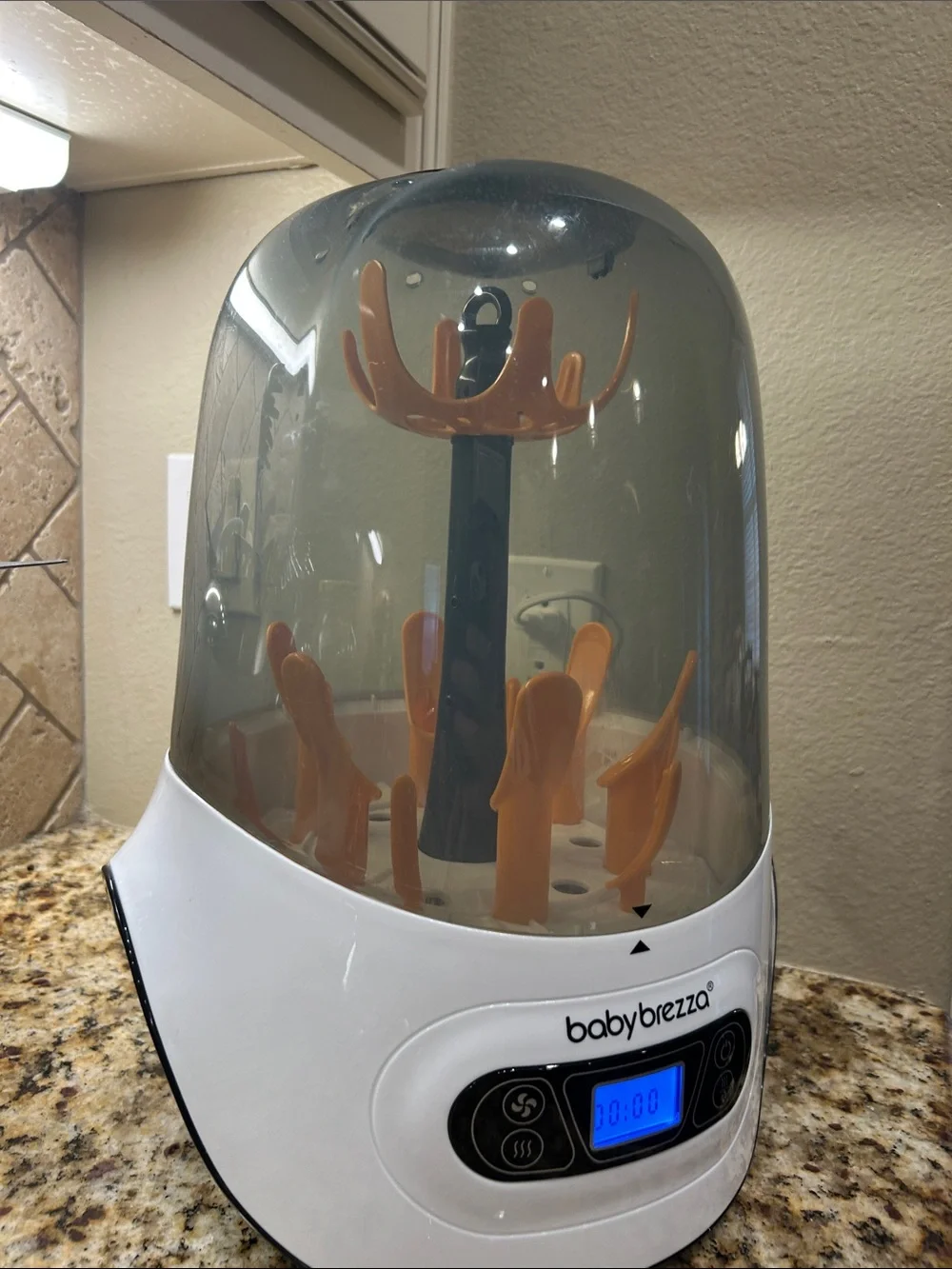Baby Brezza Bottle Sterilizer & Dryer — White with Orange Accents